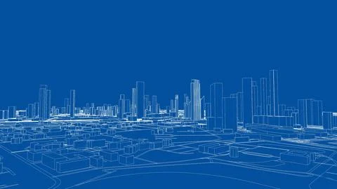 Outline city concept vector. Wire-frame style Illustrazione stock