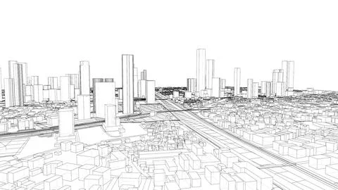 Outline city concept vector. Wire-frame style Stock-Illustration