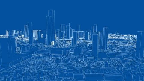 Outline city concept vector. Wire-frame style イラスト素材