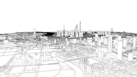 Outline city concept vector. Wire-frame style 库存插图
