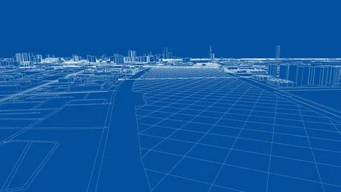 Outline city concept vector. Wire-frame style Illustrazione stock