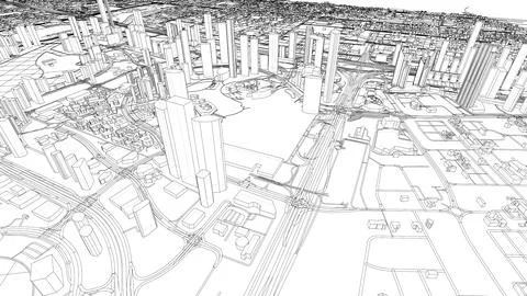 Outline city concept vector. Wire-frame style Illustrazione stock