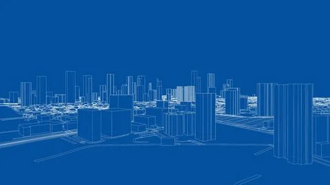 Outline city concept vector. Wire-frame style イラスト素材