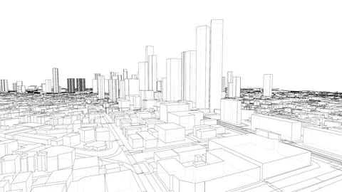 Outline city concept vector. Wire-frame style 스톡 일러스트