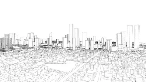 Outline city concept vector. Wire-frame style Illustrazione stock
