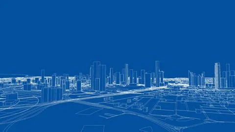 Outline city concept vector. Wire-frame style 스톡 일러스트