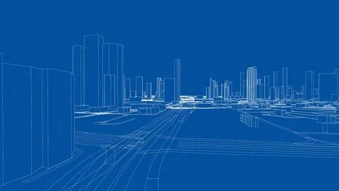 Outline city concept vector. Wire-frame style 스톡 일러스트