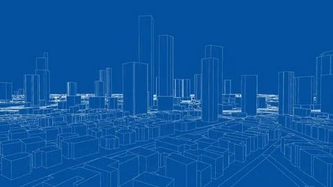 Outline city concept vector. Wire-frame style 스톡 일러스트