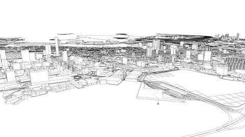 Outline city concept vector. Wire-frame style Stock Illustration