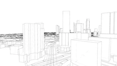 Outline city concept vector. Wire-frame style Illustrazione stock