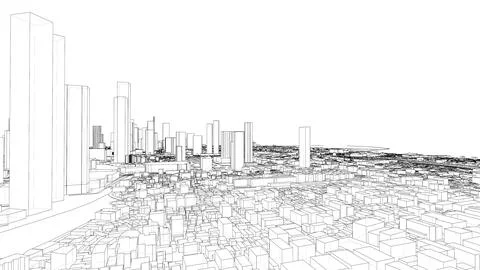 Outline city concept vector. Wire-frame style 스톡 일러스트