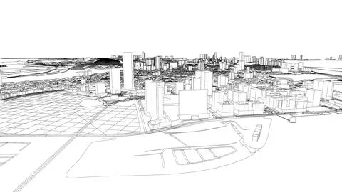 Outline city concept vector. Wire-frame style Stock Illustration