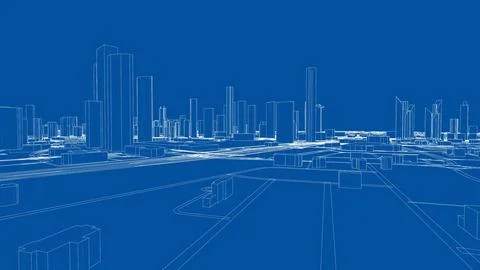 Outline city concept vector. Wire-frame style Ilustración de archivo