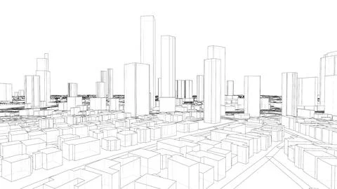 Outline city concept vector. Wire-frame style Illustrazione stock