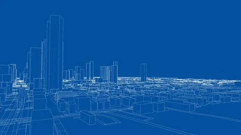 Outline city concept vector. Wire-frame style Illustrazione stock