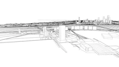 Outline city concept vector. Wire-frame style Stock-Illustration