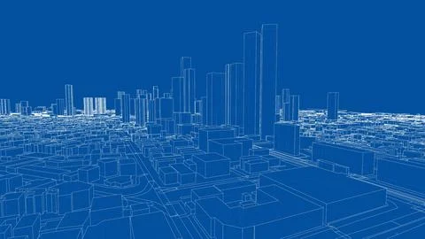 Outline city concept vector. Wire-frame style Stock Illustration