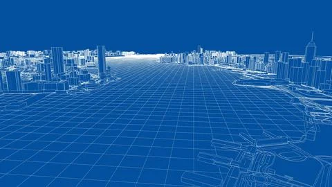 Outline city concept vector. Wire-frame style Stock Illustration