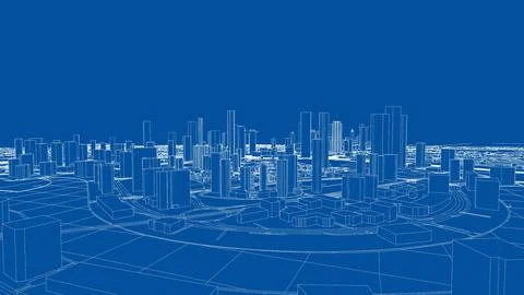 Outline city concept vector. Wire-frame style Stock-Illustration