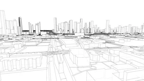 Outline city concept vector. Wire-frame style 스톡 일러스트