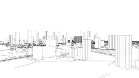 Outline city concept vector. Wire-frame style イラスト素材