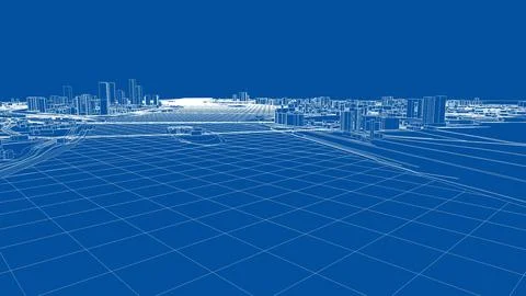 Outline city concept vector. Wire-frame style Stock Illustration