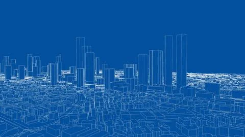 Outline city concept vector. Wire-frame style Illustrazione stock