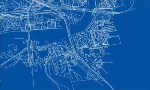Outline city concept. Wire-frame style Stock Illustration