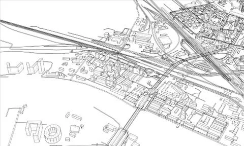 Outline city concept. Wire-frame style Stock Illustration