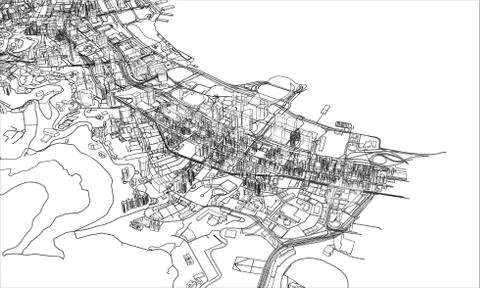 Outline city concept. Wire-frame style Stock Illustration