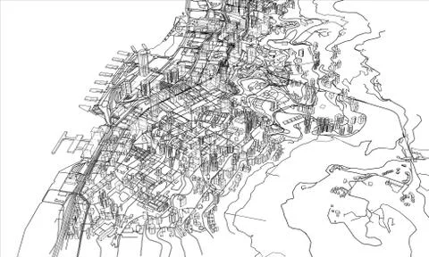 Outline city concept. Wire-frame style Stock Illustration