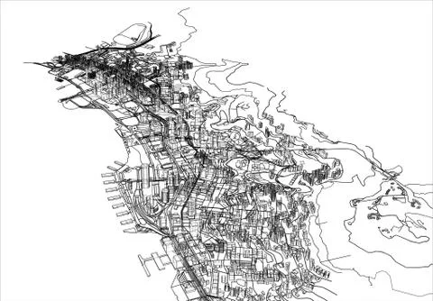 Outline city concept. Wire-frame style Stock Illustration
