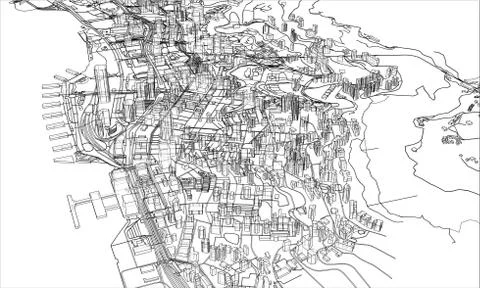 Outline city concept. Wire-frame style Stock Illustration