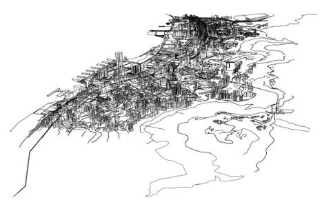 Outline city concept. Wire-frame style Stock Illustration