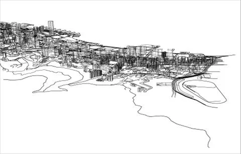 Outline city concept. Wire-frame style Stock Illustration