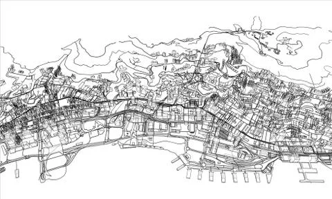 Outline city concept. Wire-frame style Stock Illustration