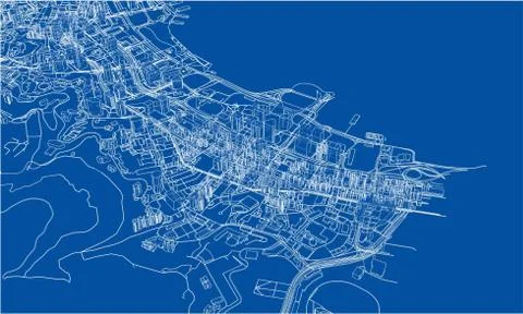Outline city concept. Wire-frame style Stock Illustration