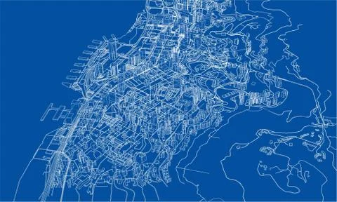 Outline city concept. Wire-frame style Stock Illustration