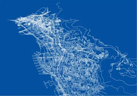 Outline city concept. Wire-frame style Stock Illustration
