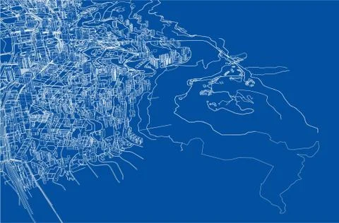 Outline city concept. Wire-frame style Stock Illustration