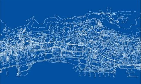 Outline city concept. Wire-frame style Stock Illustration