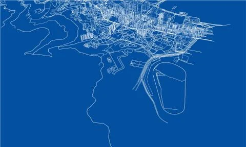 Outline city concept. Wire-frame style Stock Illustration