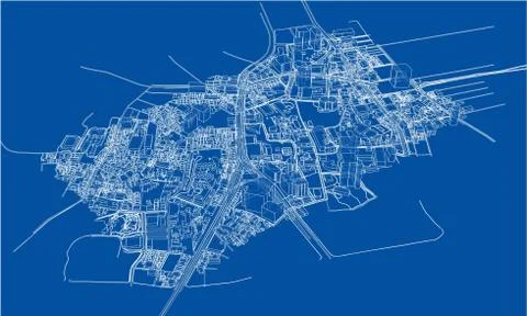 Outline city concept. Wire-frame style Stock Illustration