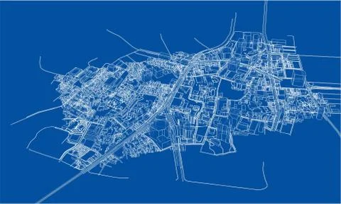 Outline city concept. Wire-frame style Stock Illustration