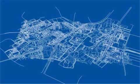 Outline city concept. Wire-frame style Stock Illustration