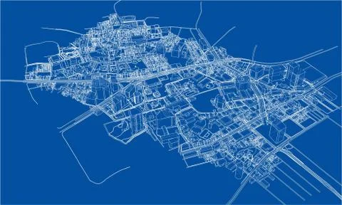 Outline city concept. Wire-frame style 库存插图