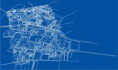 Outline city concept. Wire-frame style Stock Illustration