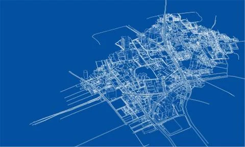 Outline city concept. Wire-frame style Stock Illustration