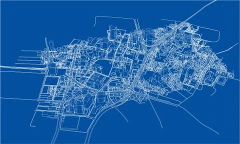 Outline city concept. Wire-frame style Stock Illustration