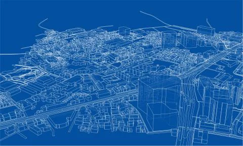 Outline city concept. Wire-frame style イラスト素材